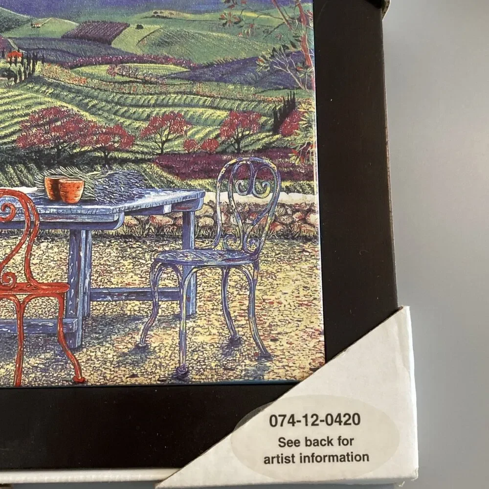 Sarina Framed Wall Art 8x8 Tuscan Italian Countryside Vineyard Bistro Chairs